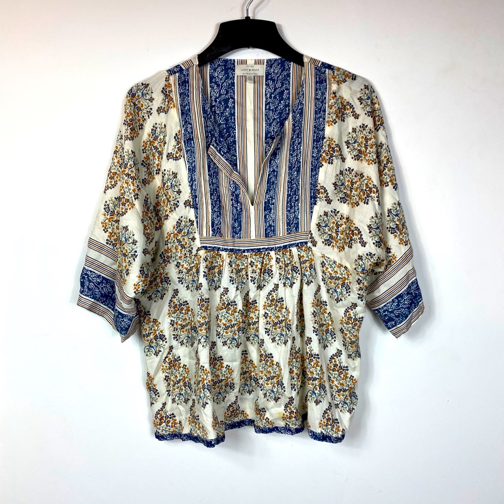 Lucky Brand Boho Floral Bell Sleeve Top